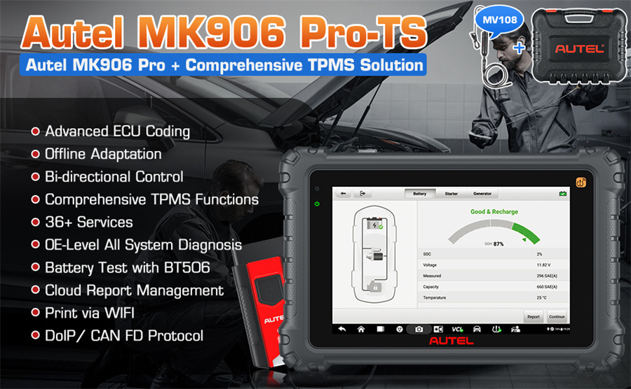 Autel MaxiCOM MK906 PRO-TS Narzędzie do diagnostyki samochodowej i TPMS Relearn 