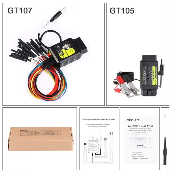 GODIAG GT105 ECU IMMO Kit Plus GT107 DSG Gearbox Data Read/Write Adapter para DQ250, DQ200, VL381, VL300, DQ500, DL501