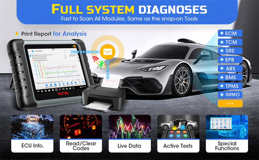 Autel MaxiCOM MK808S-TS สองทางและ TPMS เครื่องมือการเรียนรู้การเขียนโปรแกรม