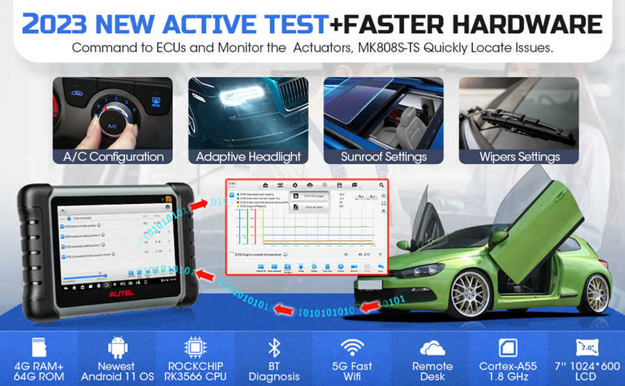 Autel MaxiCOM MK808S-TS สองทางและ TPMS เครื่องมือการเรียนรู้การเขียนโปรแกรม