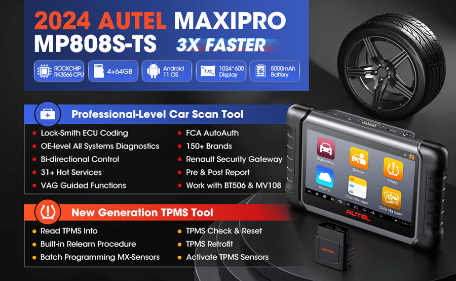 autel maxipro mp808s-ts TPMS أداة ثنائية الاتجاه 