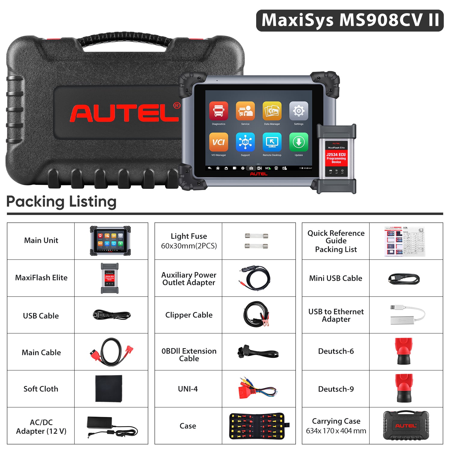 Lista dei pacchetti Autel MaxiSYS MS908 CV II