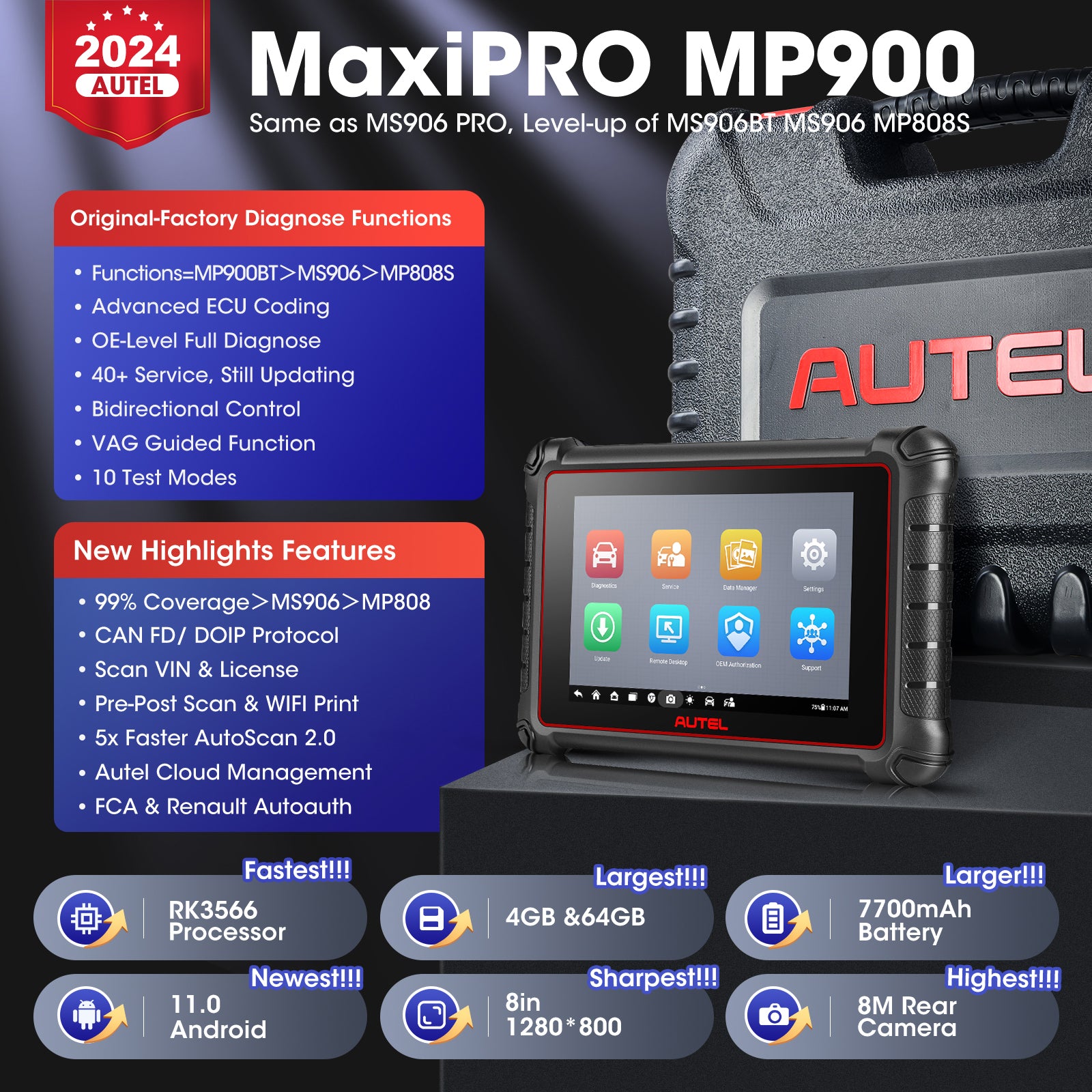 Autel MaxiPRO MP900 Tak samo jak MS906 PRO, poziom MS906BT, MS906, MP808S