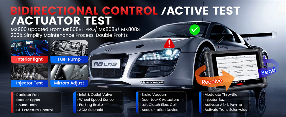 Autel MaxiCheck MX900 OBD2 전체 시스템 진단 스캐너, 양방향 제어, DoIP/CAN FD, 코드 읽기/지우기, 40+ 서비스, MK808/MX808 업그레이드