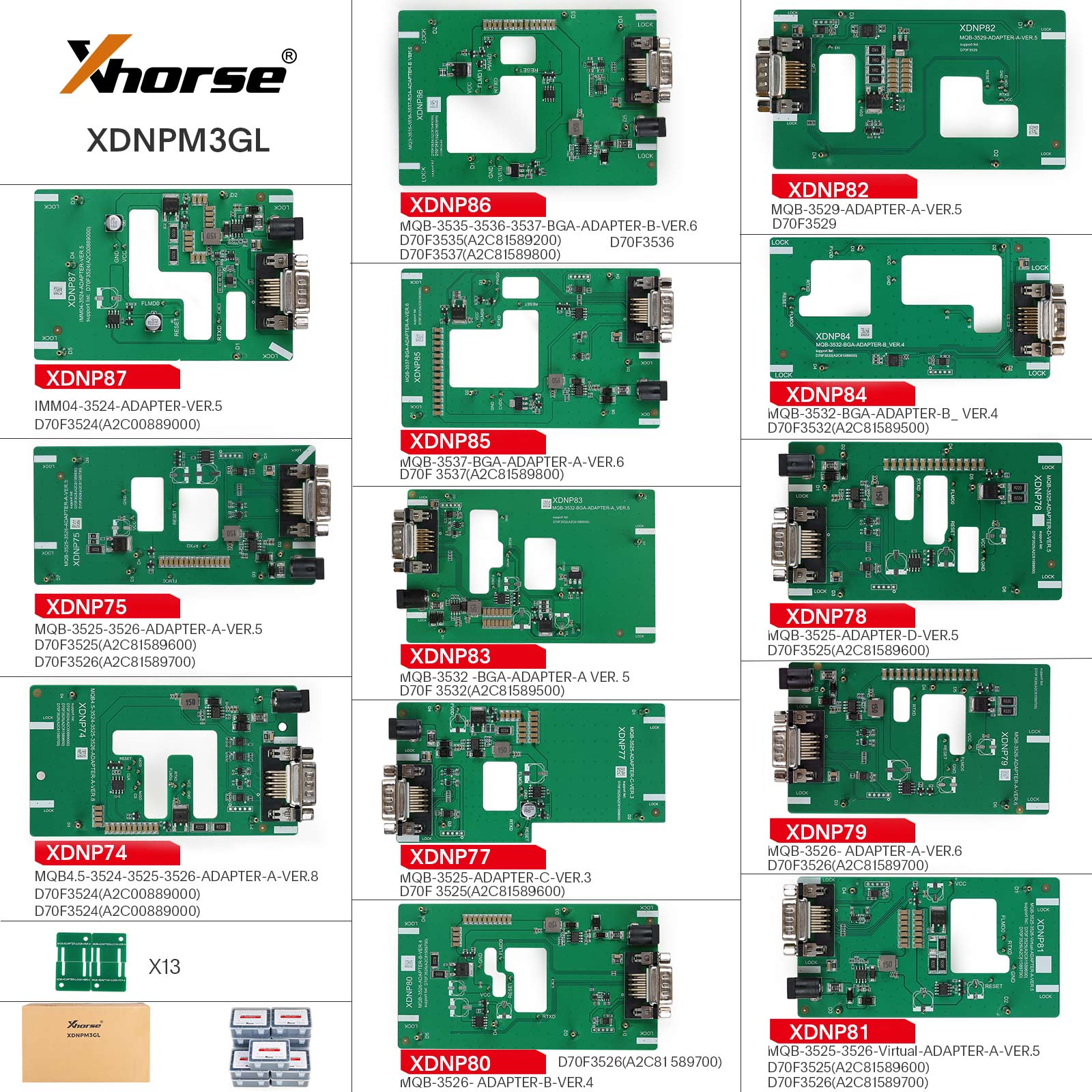 Xhorse MQB48 Keine Demontage Kein Lötadapter 13 Full Set XDNPM3GL