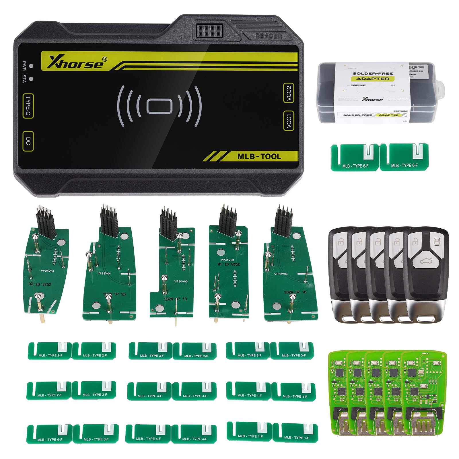 Xhorse VVDI MLB TOOL XDMLB0 Programmatore chiave con adattatore senza saldatura XDMLBPGL Kit e XSMA41EN Audi Style MLB 3 tasti chiave