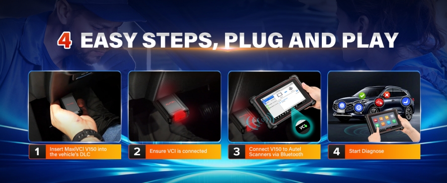 Autel MaxiVCI V150 Wireless Dongle Unterstützung CAN FD/DOIP Protokoll Arbeit für Autel 900 Serie Scanner