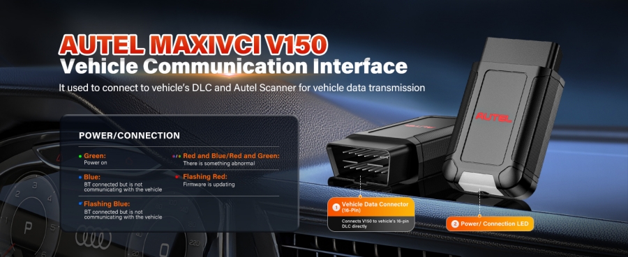 Autel MaxiVCI V150 Wireless Dongle Unterstützung CAN FD/DOIP Protokoll Arbeit für Autel 900 Serie Scanner