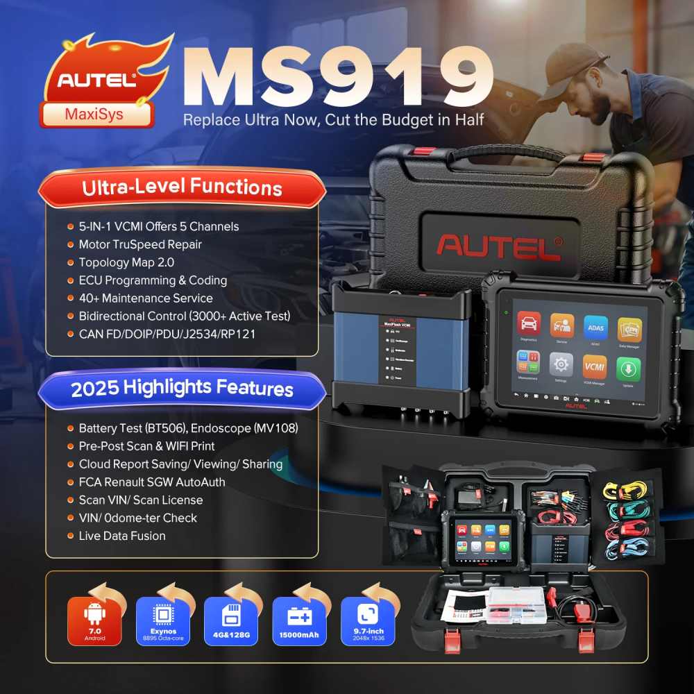 Autel maxisys ms919 Diagnostic Scanner 5 - en - 1 vcmi, programmation et codage ECU, mappage de module topologique