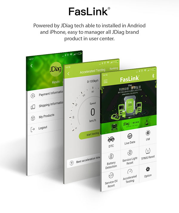 JDiag Faslink M1 บลูทู ธ OBDII วินิจฉัยสแกนเนอร์