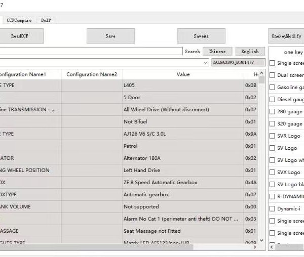 CCF Doctor Editor 3.2.1 para 2017-2022 JLR Jaguar via OBD2 Nenhuma necessidade de trabalho de envio para o cabo ENET
