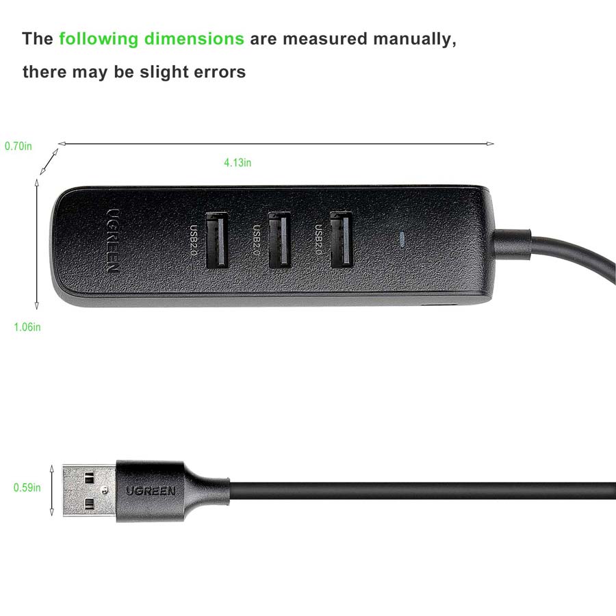 UGREEN USB 2.0 허브 이더넷 어댑터 USB 회로 분배기 USB - RJ45 어댑터 케이블