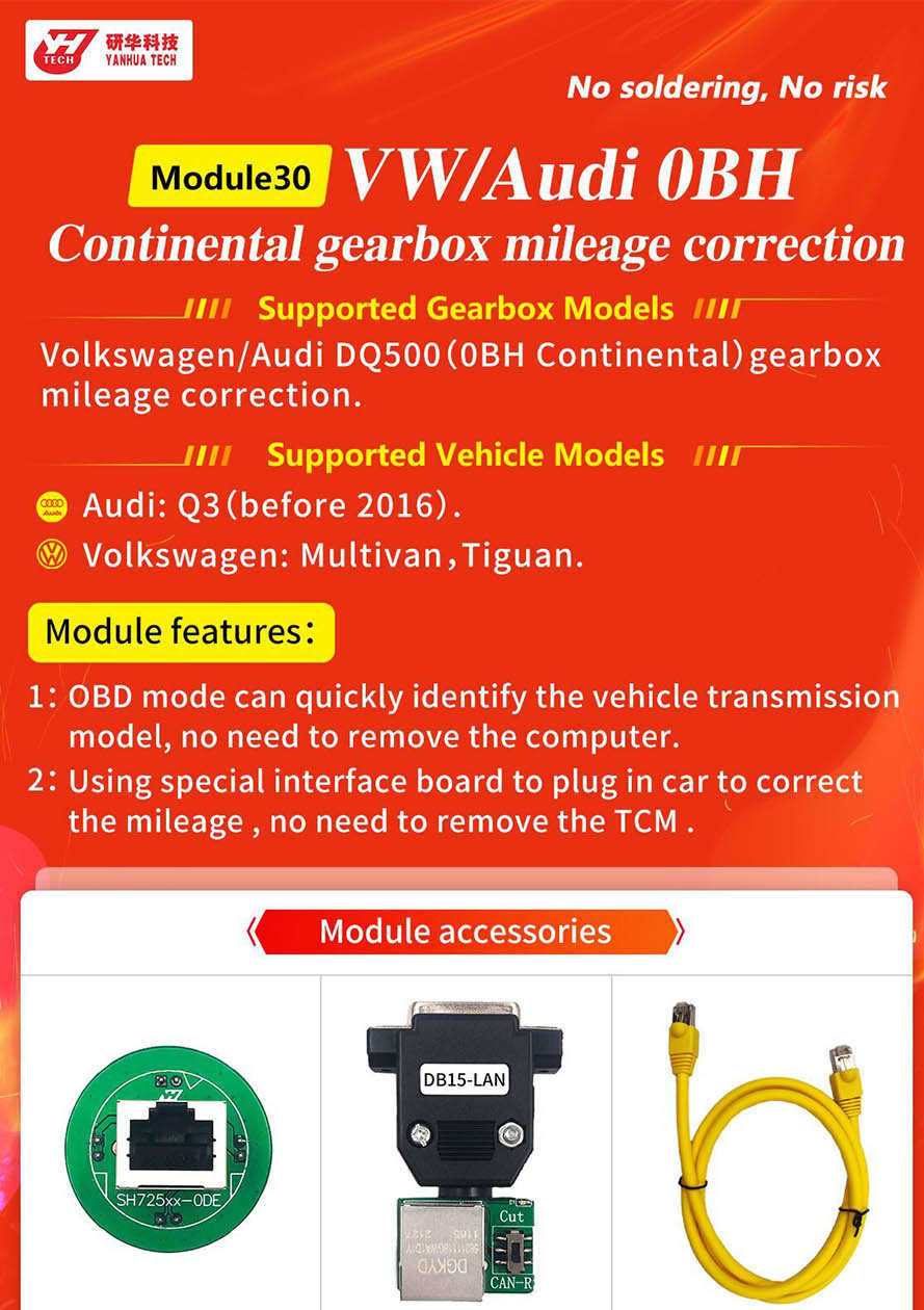 Yanhua ACDP Modul30 für VW/AUDI DQ500 0BH Continental Getriebe Meilenkorrektur mit Lizenz