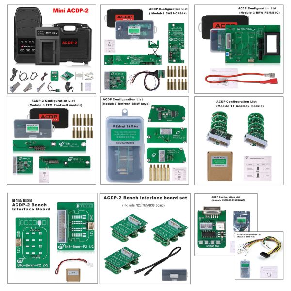 Pacote completo de Yanhua ACDP-2 BMW com módulo 1/2/3/4/7/8/11 + licença para correção de cluster de programação chave de BMW Get Free B48/N20/N55/B38 Bench Board