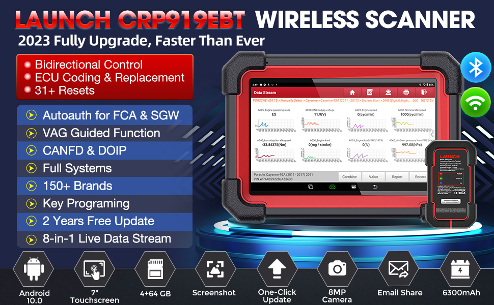 CRP919E BT Diagnose Scanner mit Bluetooth unterstützt CAN FD DoIP und ECU Codierung