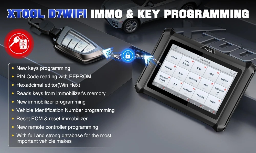 XTOOL D7W D7WIFI Dwukierunkowy Wszystkie systemy Wskaźnik diagnostyczny Programowanie kluczy Wsparcie ECU Kodowanie CAN FD i DOIP 40+ Usługi
