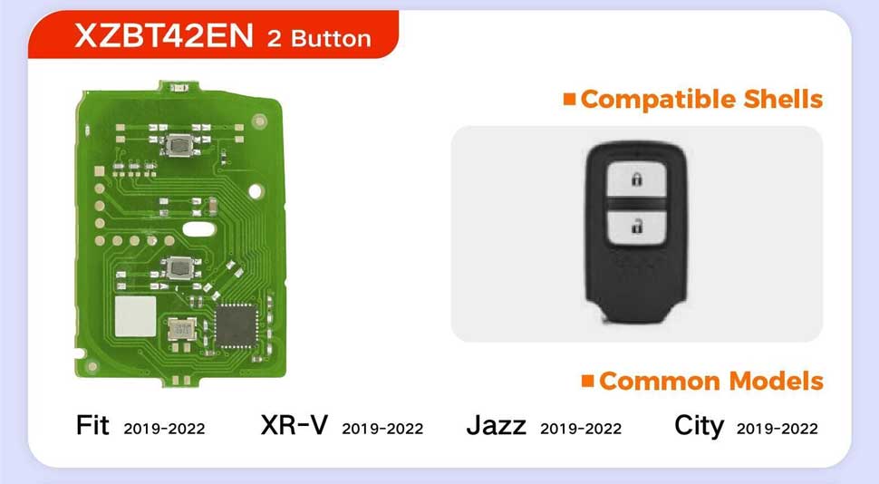 XHORSE XZBT42EN 2-przycisk HON.D Specjalne płytki drukowane do Honda Fit 2019-2022 XR-V 2018-2022 Jazz 2019-2022 City 2019-2022 5szt/lot