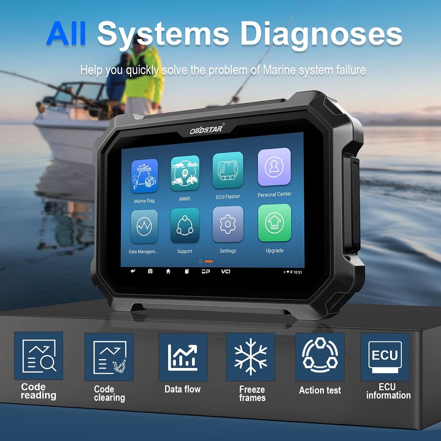 OBDSTAR D800 A+B+C+D Vollständiges Konfigurations-Marine-Diagnosewerkzeug für Jet Ski/Außenborder/Innenborder/Generator