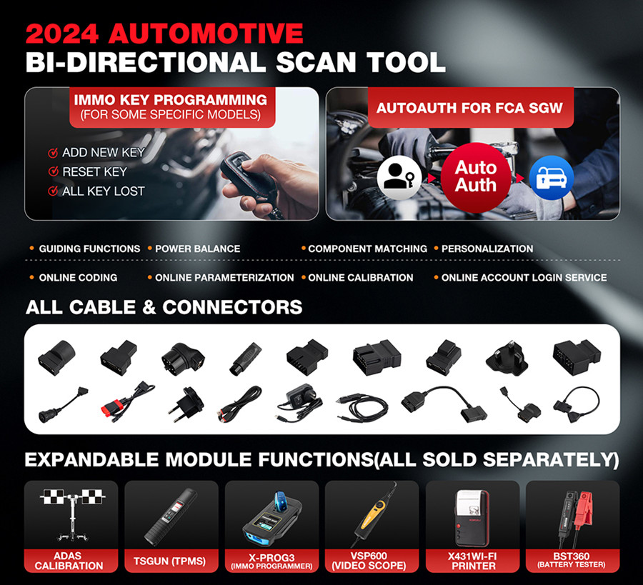 DBSCar VII 커넥터 37+ 재설정 ECU 온라인 코딩 CANFD 키 IMMO가 있는 LAUNCH X431 PRO TT 양방향 문제 해결기