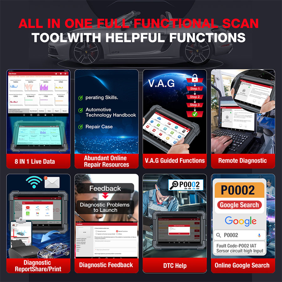 DBSCar VII 커넥터 37+ 재설정 ECU 온라인 코딩 CANFD 키 IMMO가 있는 LAUNCH X431 PRO TT 양방향 문제 해결기
