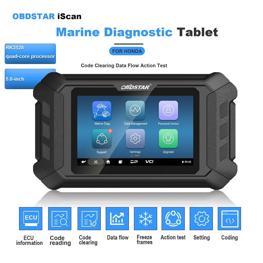 OBDSTAR iScan para HONDA Marine Diagnostic Tablet Code Reading Code Clearing Data Flow Action Test para 2004 -2022 Jet Skil Outboard Modelo