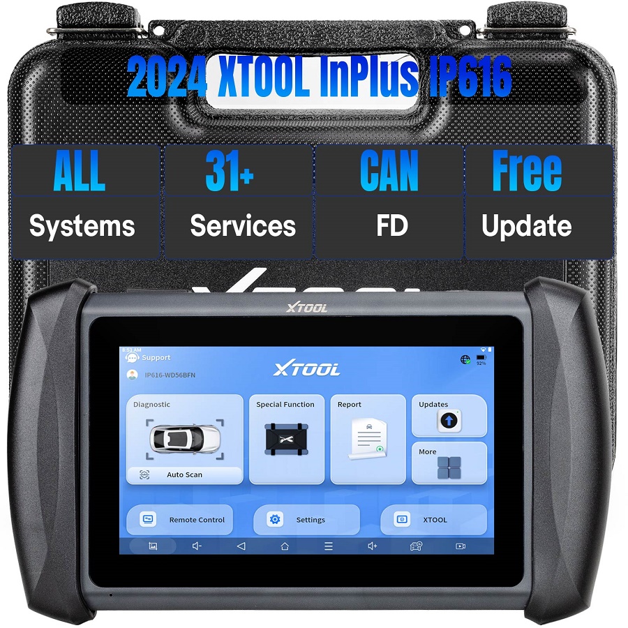 Herramienta de diagnóstico automático de automóviles xtool inplus ip616 obd2, actualización gratuita de por vida del programador de claves automáticas con 31 servicios de reinicio