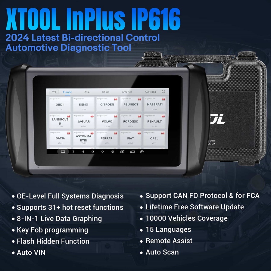 Herramienta de diagnóstico automático de automóviles xtool inplus ip616 obd2, actualización gratuita de por vida del programador de claves automáticas con 31 servicios de reinicio