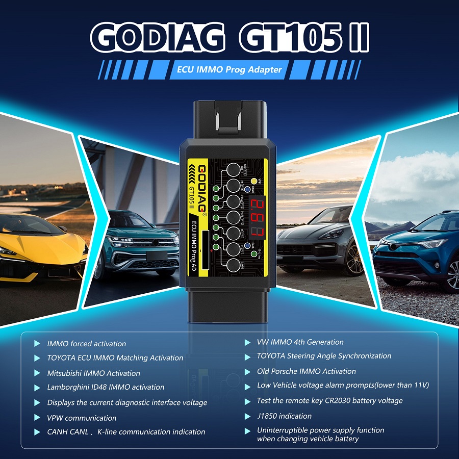 GODIAG GT105 II ECU โปรแกรม IMMO AD