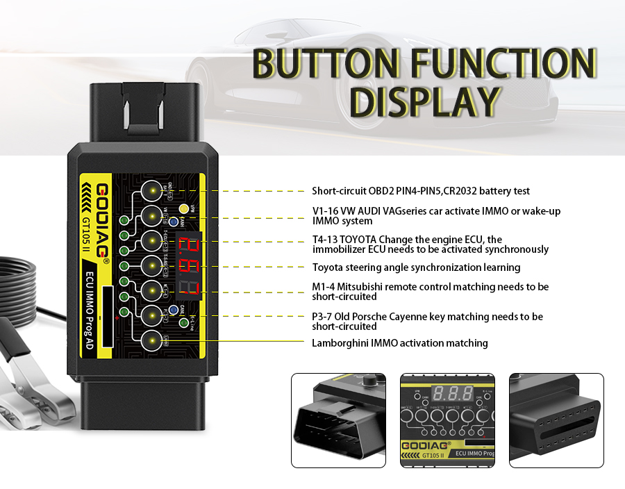 GODIAG ECU IMMO Prog AD GT105 II 분리 상자 ECU 커넥터