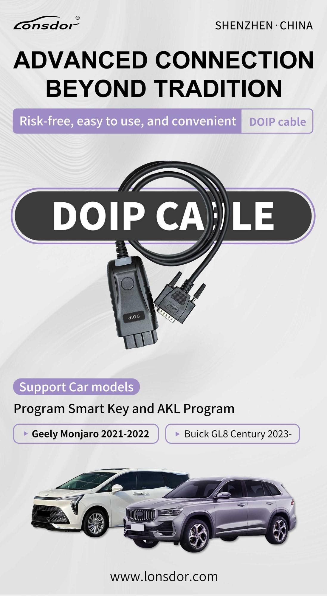 Lonsdor DOIP Cable Support Program Smart Key e AKL Program
