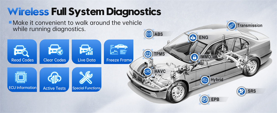 XTOOL D9S Pro Auto Diagnostic Scanner Suporte ECU Coding Key Programming