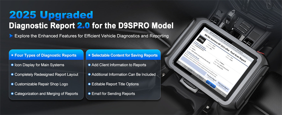 XTOOL D9S Pro Auto Diagnostic Scanner Suporte ECU Coding Key Programming