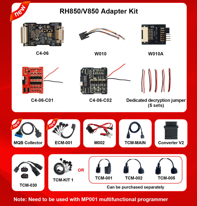 MQB用OBDSTAR RH 850/V 850アダプタの完全なスイートのすべての鍵が失われました